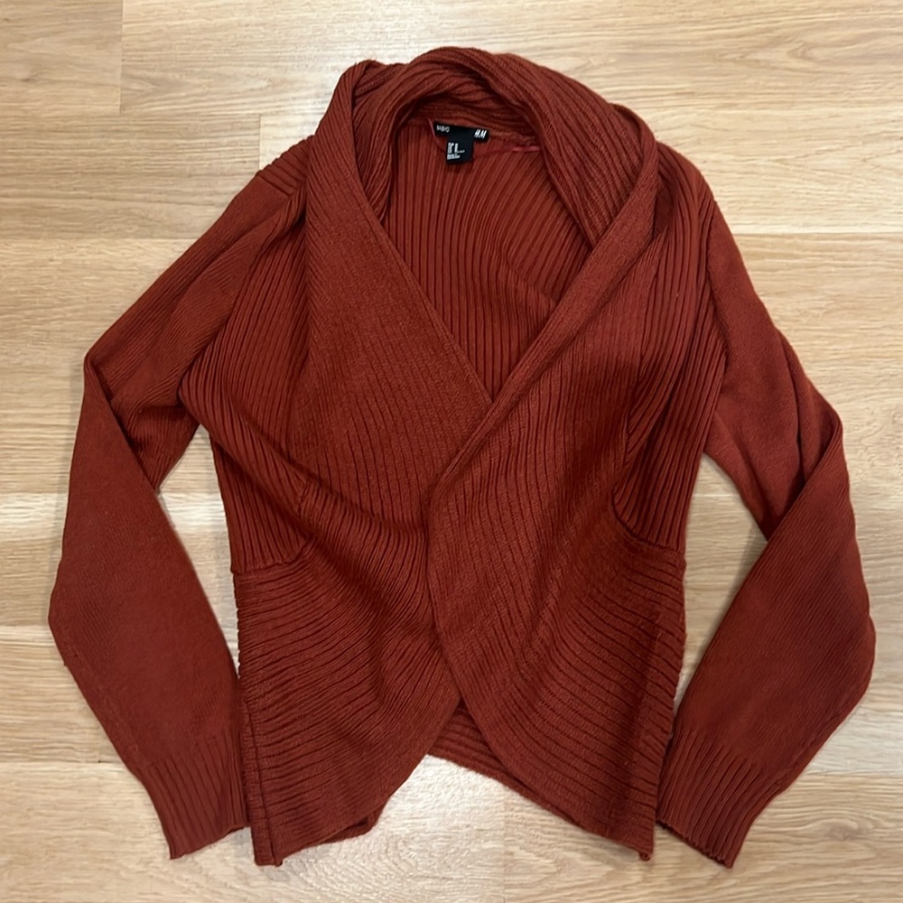 Red brown chunky knit sweater cardigan - medium from H&M